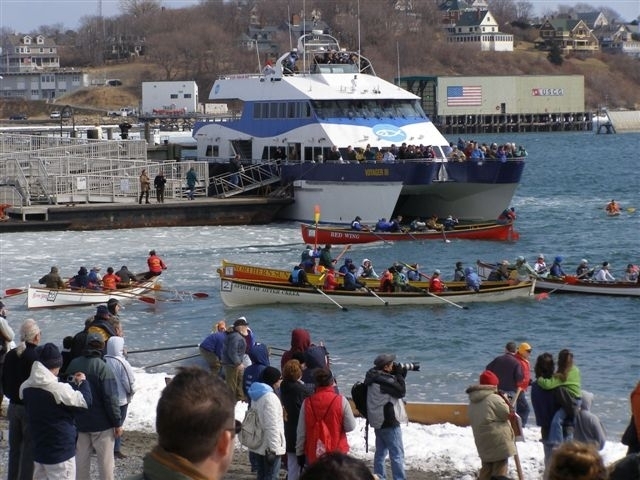 snow row with ferry