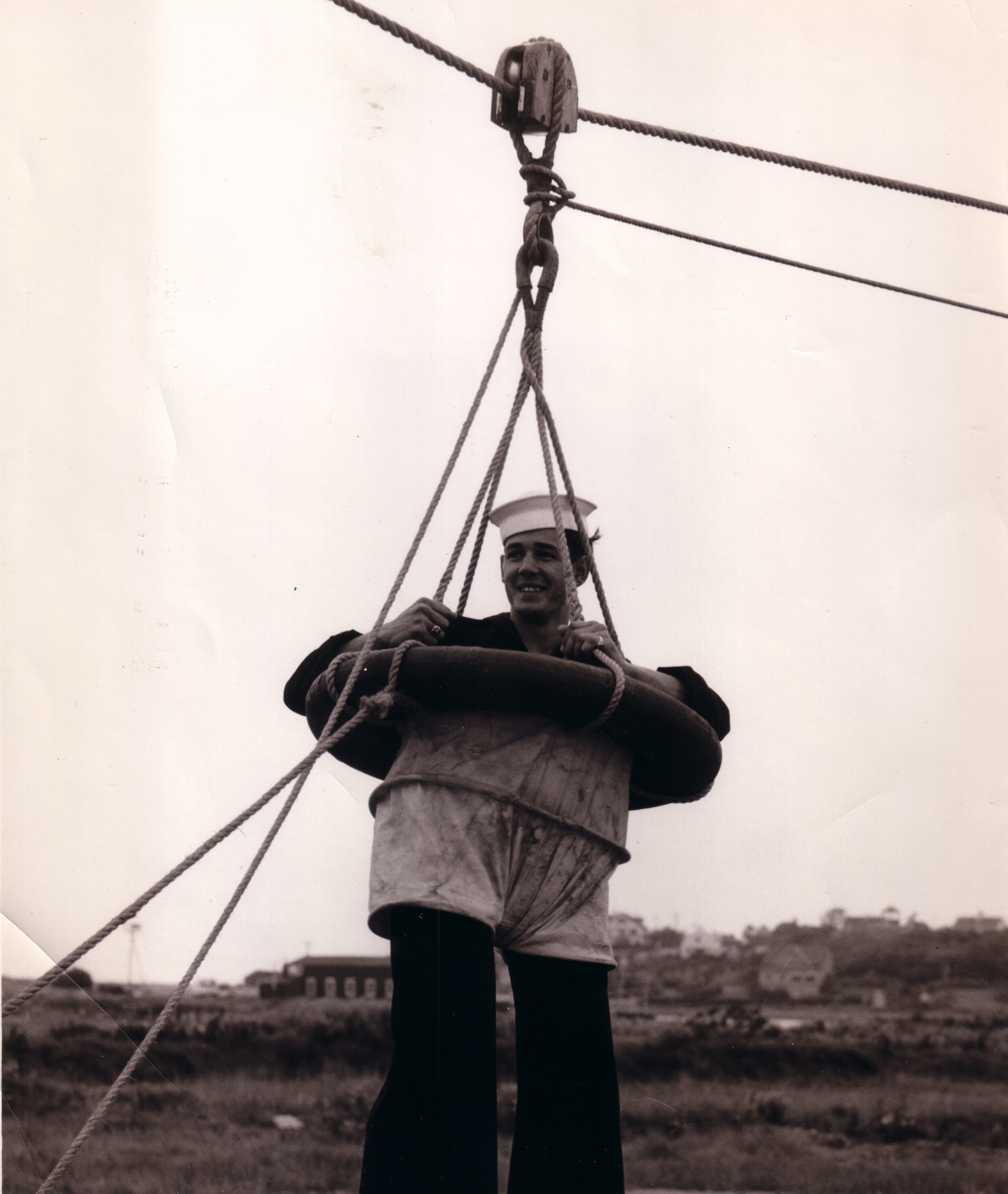 Point Allerton crewman in breeches buoy